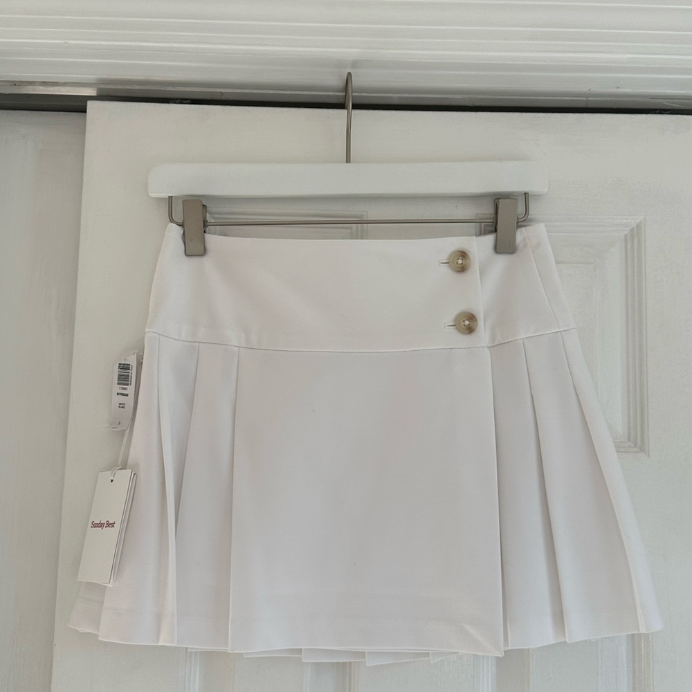 Aritzia White Mini Skirt with Button Detail